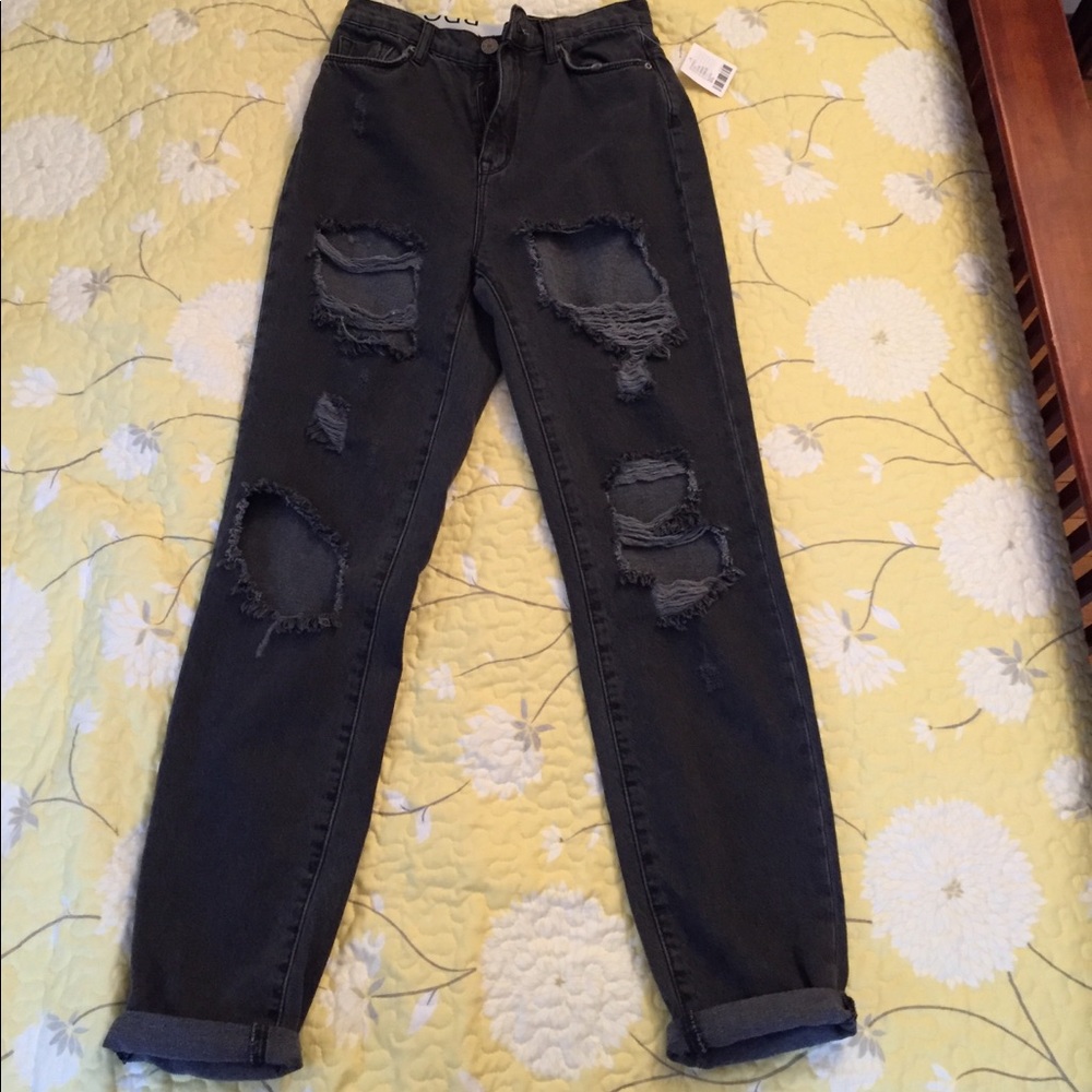 Black high waisted mom jeans